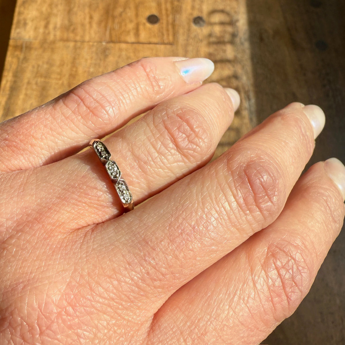 Retro Two-Tone Gold & Diamond Wedding Set