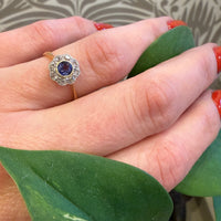 Vivid Violet Sapphire & Diamond Flower Cluster Ring