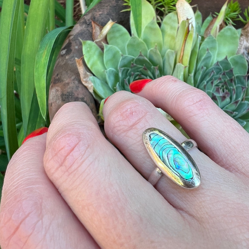 Iridescent Abalone & Sterling Silver Ring