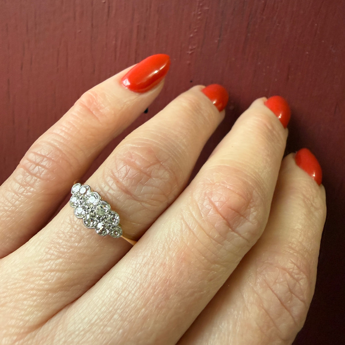 Old Mine Cut Diamond Double Row English Band
