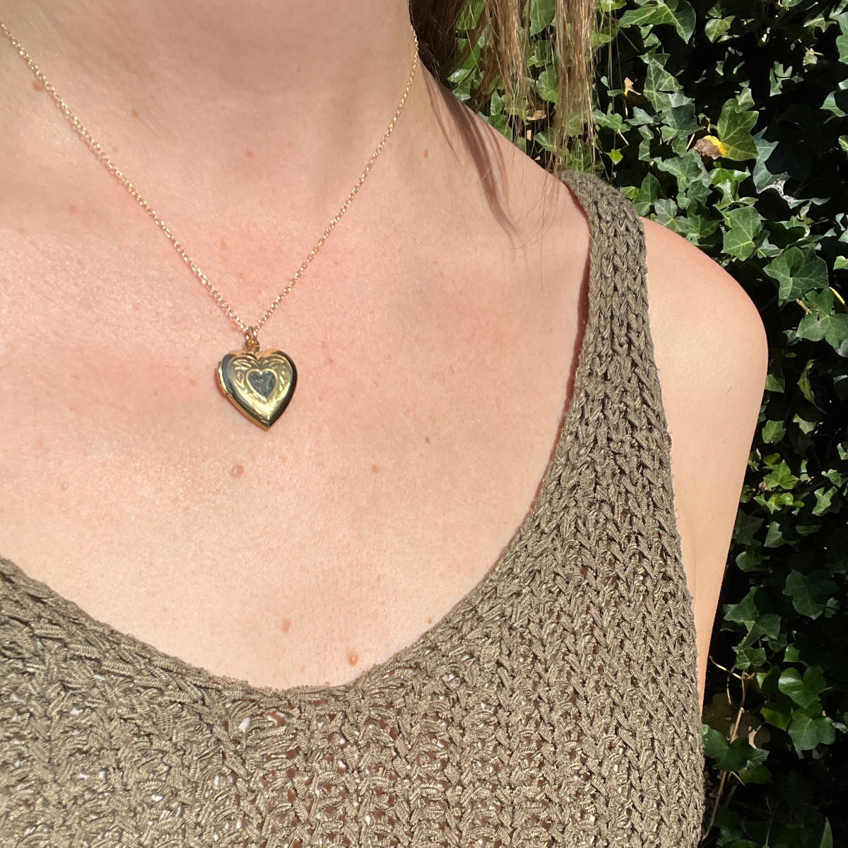 Romantic Engraved Vermeil Heart Locket