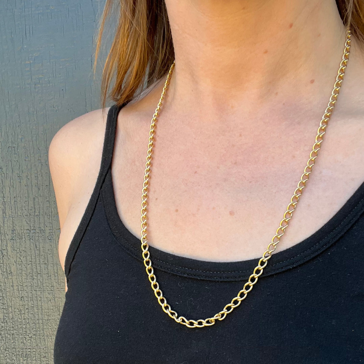High Polish 25" 14k Gold Curb Link Chain