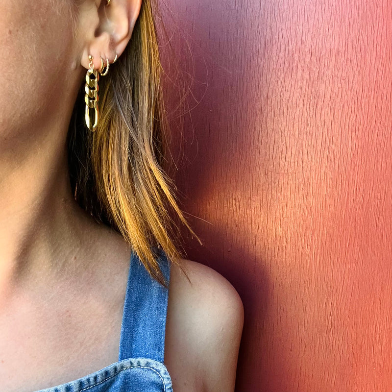 Funky Faceted 14k Figaro Chain Earrings