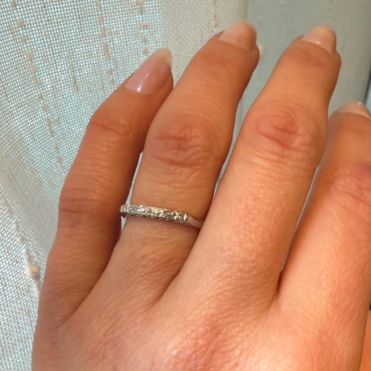 Vintage Diamond and White Gold Band