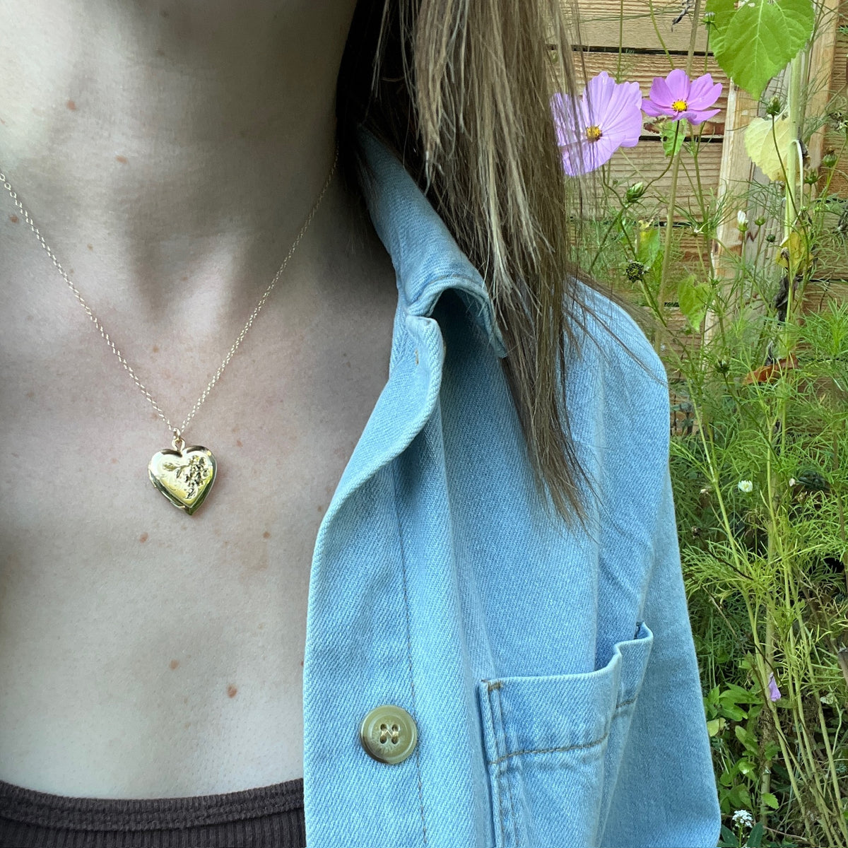 Sweetest Flowers & Pinstripes Vermeil Heart Locket