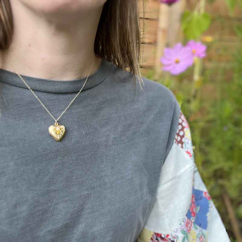 Fiddlehead Fern Vermeil Heart Locket