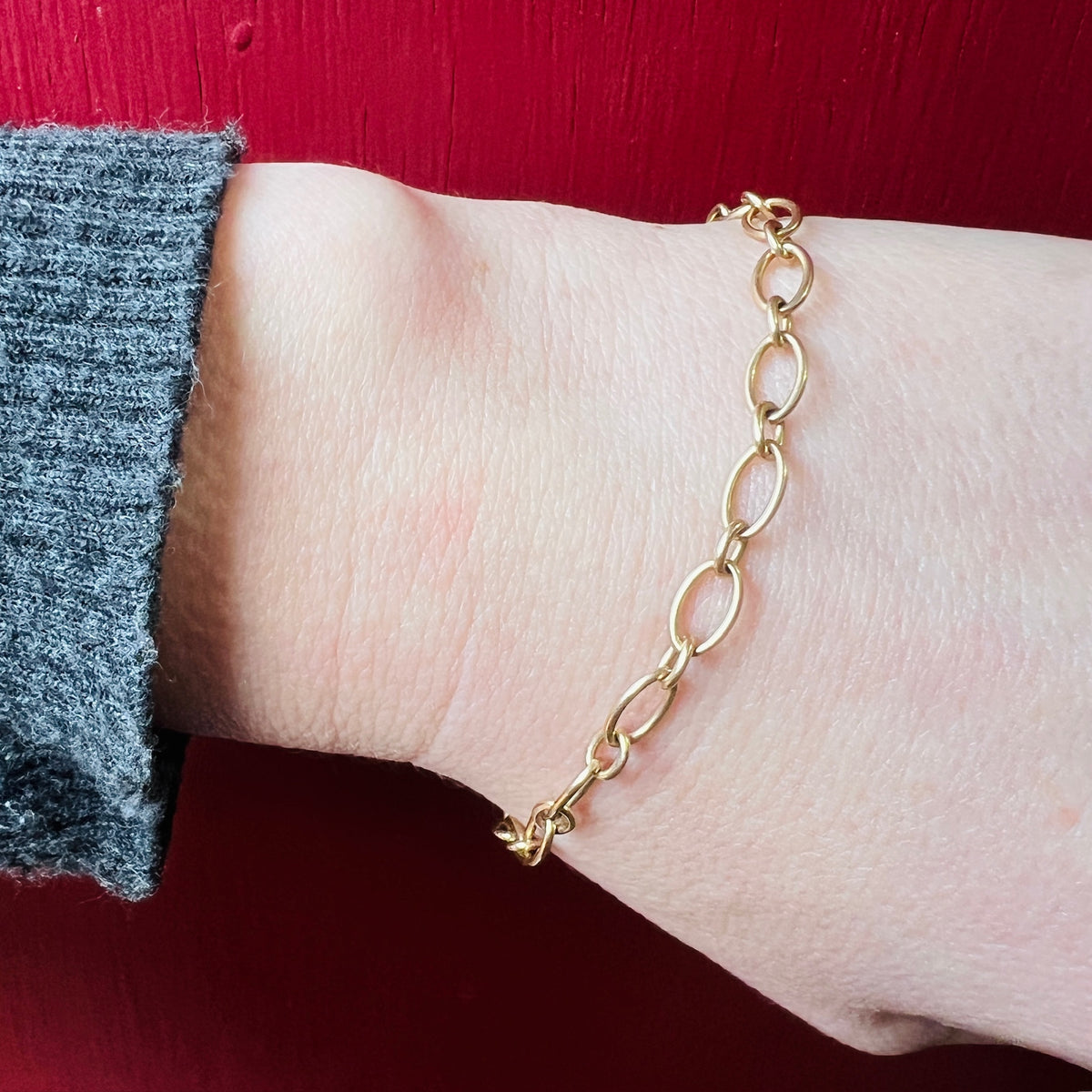 Round & Oval Link 14k Gold Bracelet