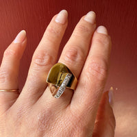 Sculptural Mid Mod 18k & Diamond Statement Ring