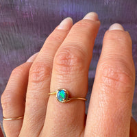 Vibrant Opal in Dainty 14k Gold Bypass Ring