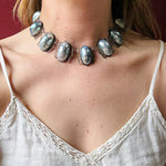 Antique Gray Baroque Pearl and Silver Filigree Choker