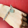 Sterling Cable Link Bracelet with Toggle & Heart Charm