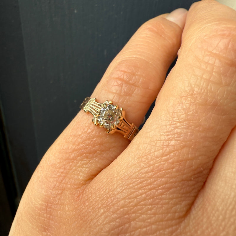 Delightful Victorian Old Euro Cut Diamond Solitaire Ring