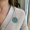 Sleeping Beauty Turquoise Zuni Flower Brooch