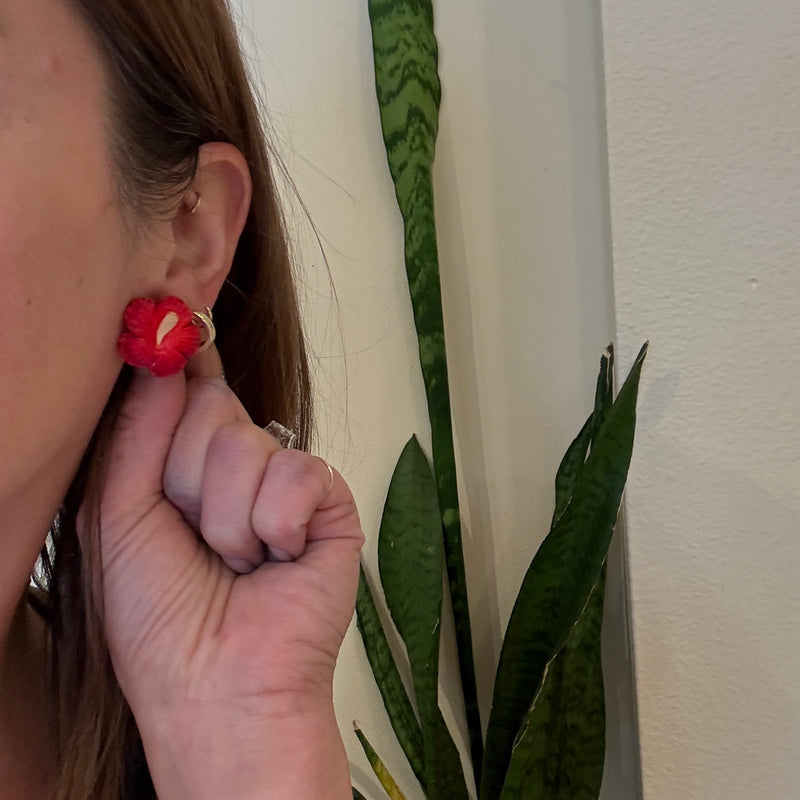 Vintage Hawaiian Hibiscus Earrings
