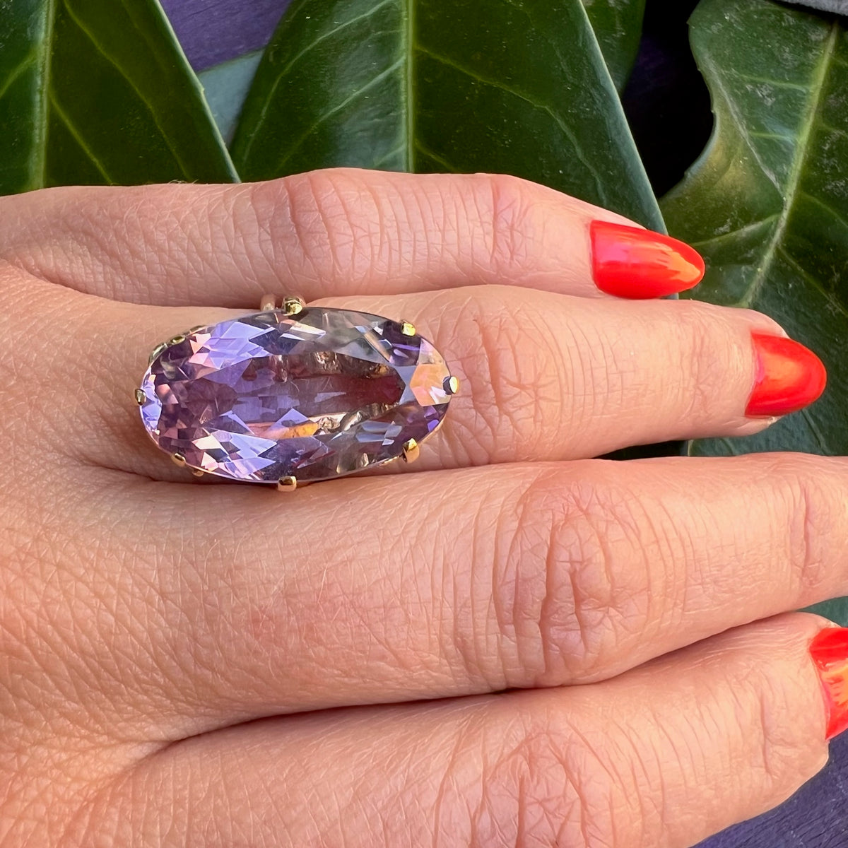Regal Amethyst in Curlicued Gold Cocktail Ring