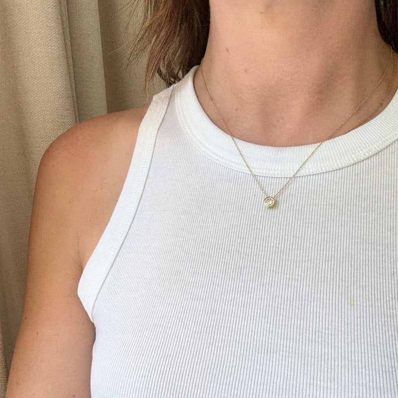 Classic .48ct Diamond Solitaire Gold Bezel Necklace