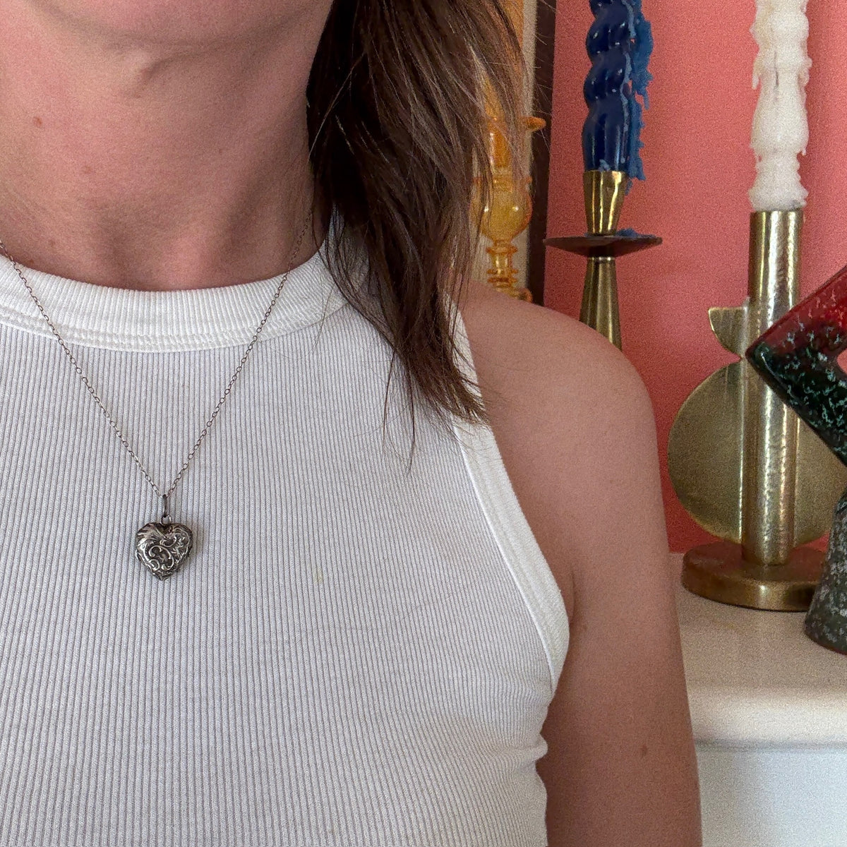 Small Victorian Silver Repoussé Heart Locket
