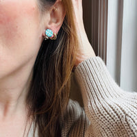 Sterling Disc Earrings with Turquoise Inlay