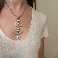 Punk Rock Taxco Sterling Fish Skeleton Necklace