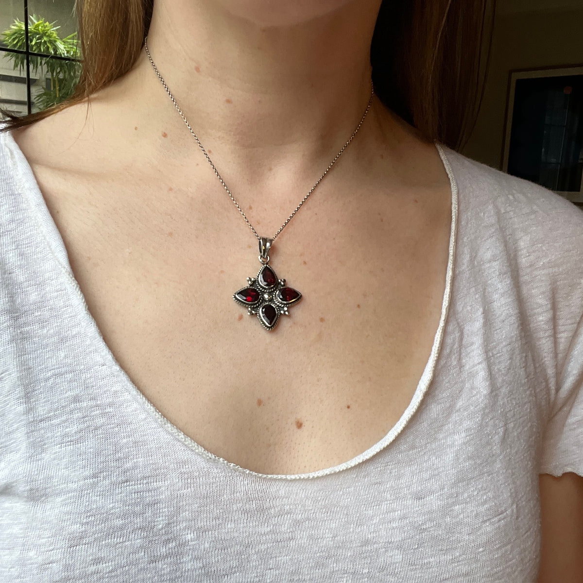 Gothic Glamour Garnet Cruciform Pendant