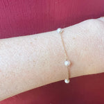 Silvery Pearl & 18k Gold Chain Bracelet