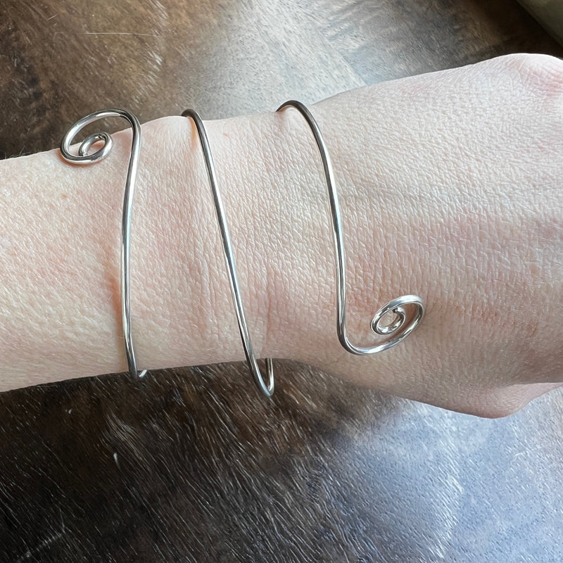 Spiral Sterling Bracelet with Curly Terminals