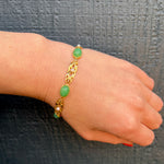 Golden Leaves and Jade Art Nouveau Bracelet