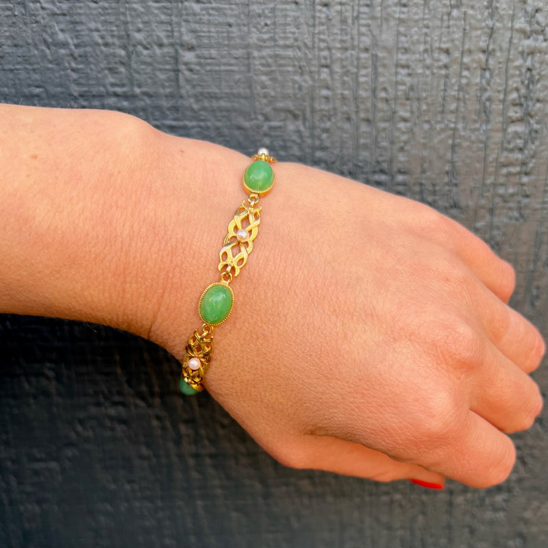 Heavy 14K Gold Two Row Multi Color Jade Bracelet – Boylerpf