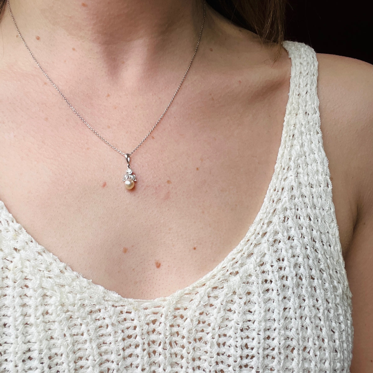 Darling Pearl & Diamonds in Platinum Pendant