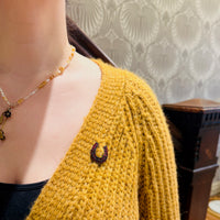 Good Luck Rose Cut Garnet Horseshoe Brooch