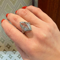 Ice Blue Aquamarine in Filigree Navette Ring