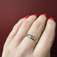 Tapered 10k Gold Band with Channel Set Diamonds