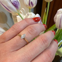 Petite Marquis Diamond in Two-Tone 10k Gold Solitaire