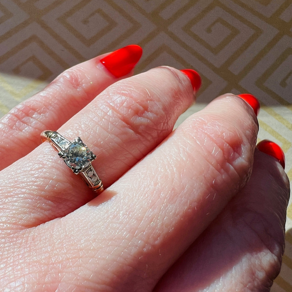 Classic Two-Tone Gold & Diamond Engagement Ring