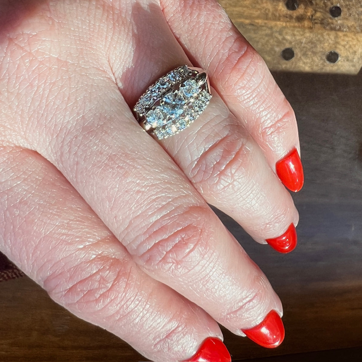 Glamorous 1960s Three-Row Diamond Ring