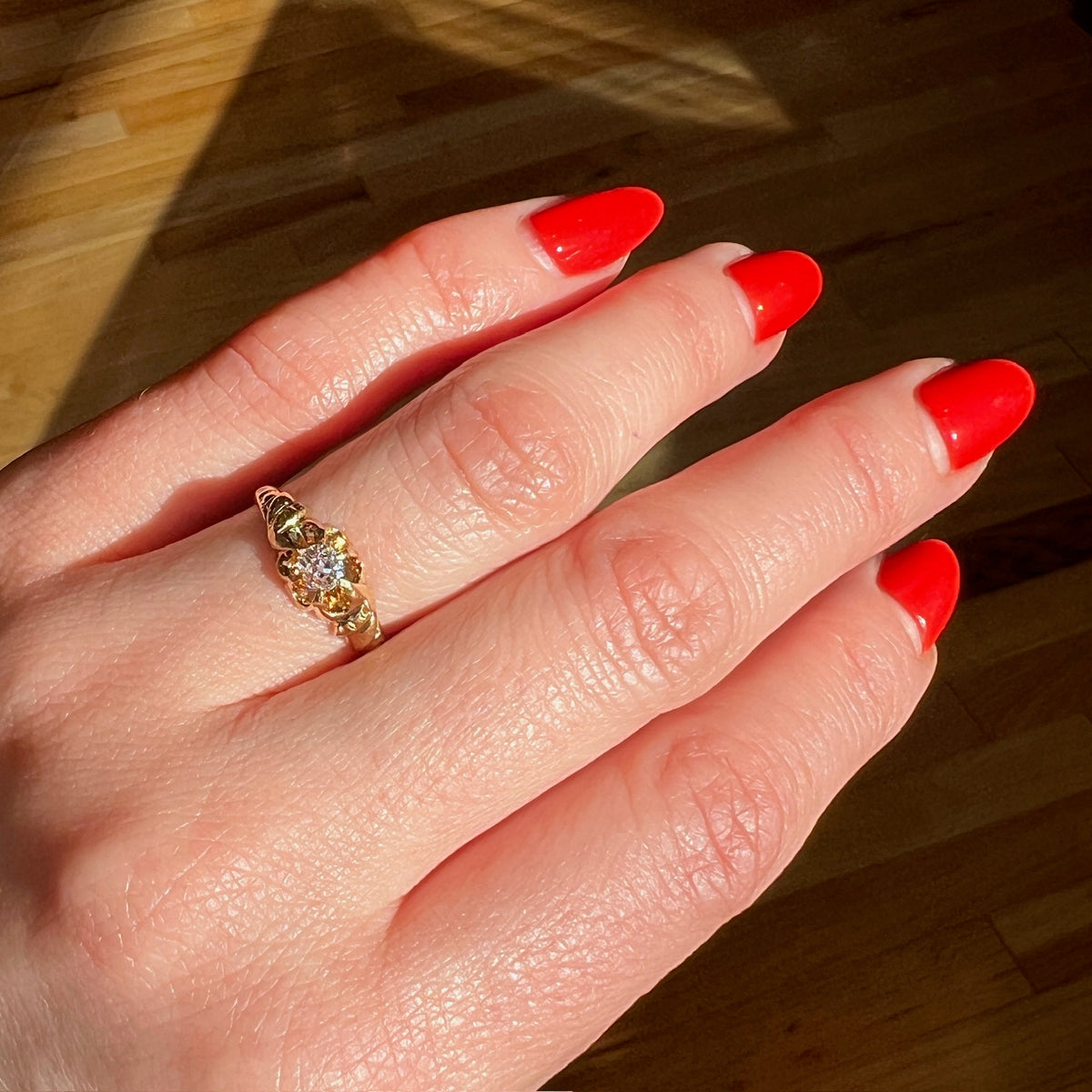 Belcher Diamond Solitaire with a Floral Twist