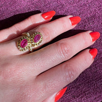 Wild Ruby & Diamond 1960s Toi et Moi Ring