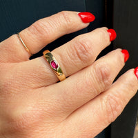 Regency Era Ruby in Tapered Gold Band by 720