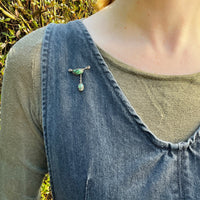 Wire-Wrapped Turquoise & 9k Safety Pin Brooch