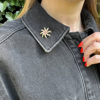 Radiant Ruby & Pearl Star Brooch