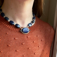 Magnificent Lapis Beads with Gold & Pearl Clasp