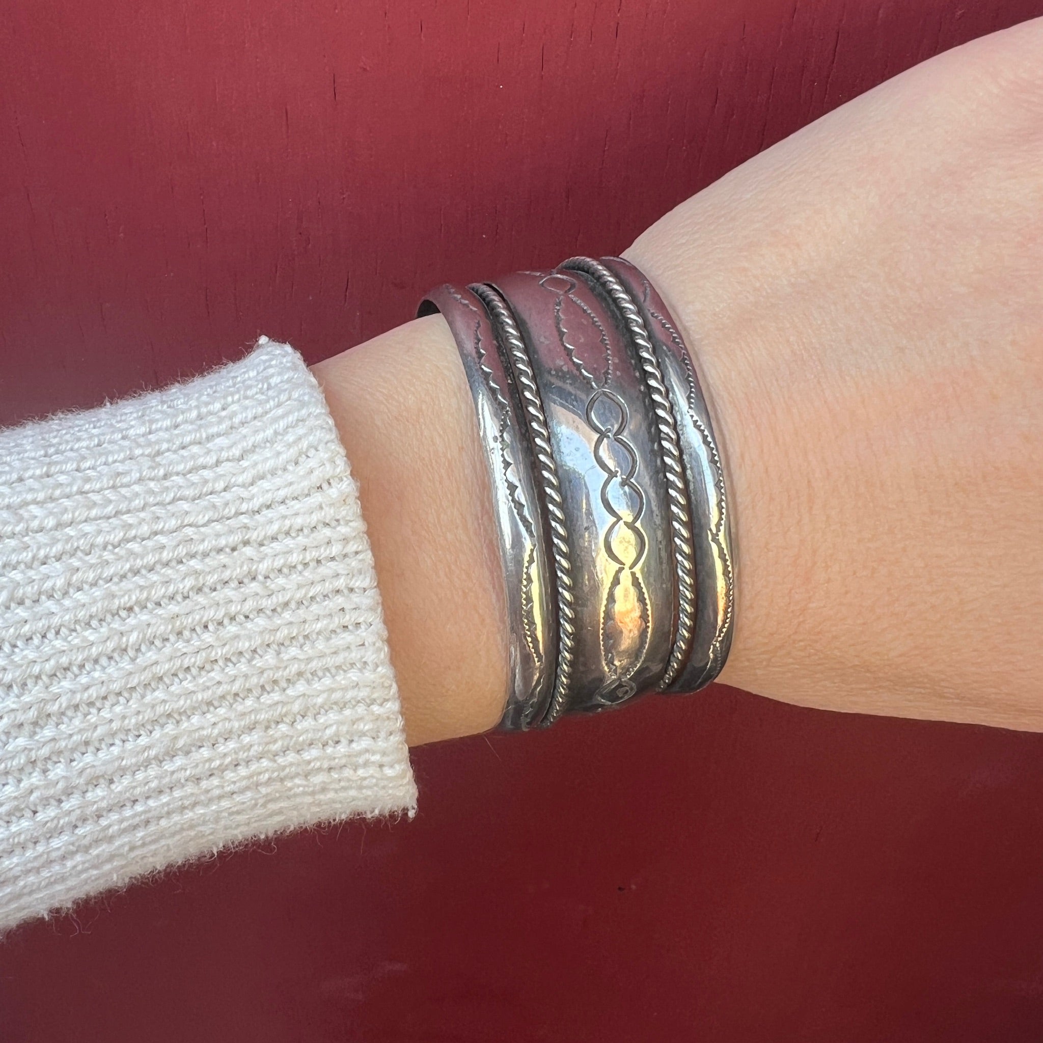 Navajo Sterling Cuff with Rocker Designs by TAHE – GSL