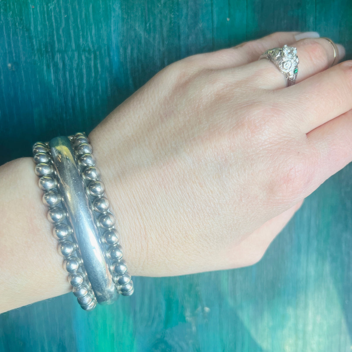 Chic Taxco Sterling Silver Clamper Bracelet