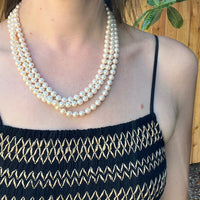 Three Strand Akoya Pearl Necklace with 18k Clasp