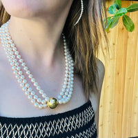 Three Strand Akoya Pearl Necklace with 18k Clasp