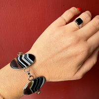 Antique Banded Agate & Sterling Bracelet