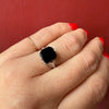 Onyx in Graceful White Gold Art Deco Ring