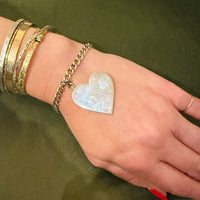 Big Silver Heart Vintage Charm Bracelet