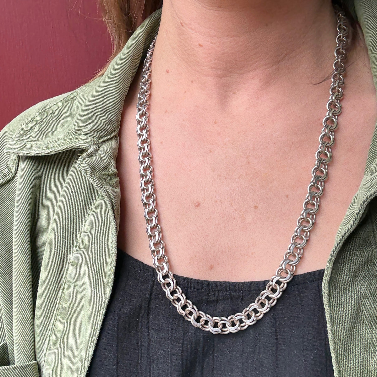 Substantial 950 Grade Silver Double-Link Chain