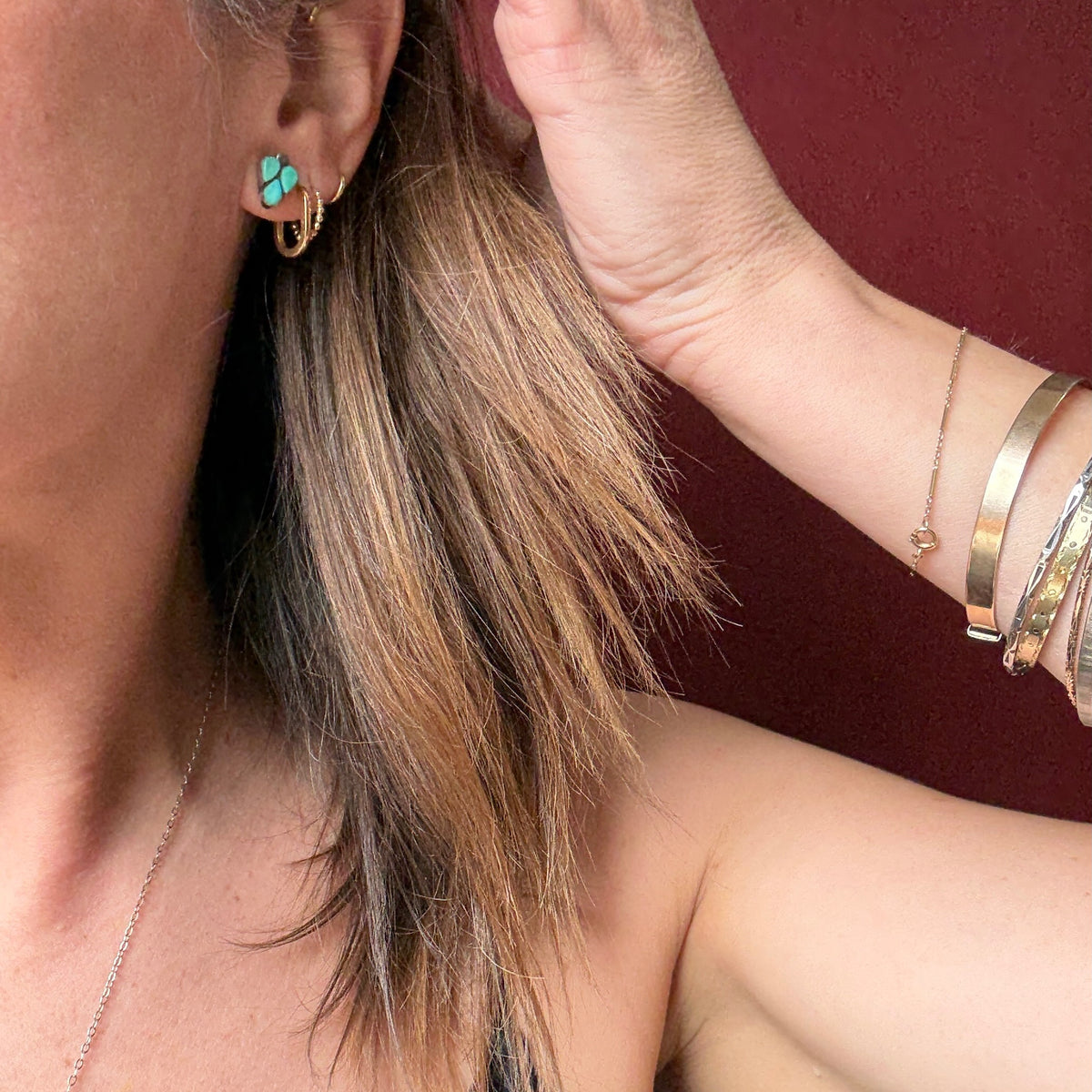 Tiny Turquoise Tear Drops in Sterling Studs